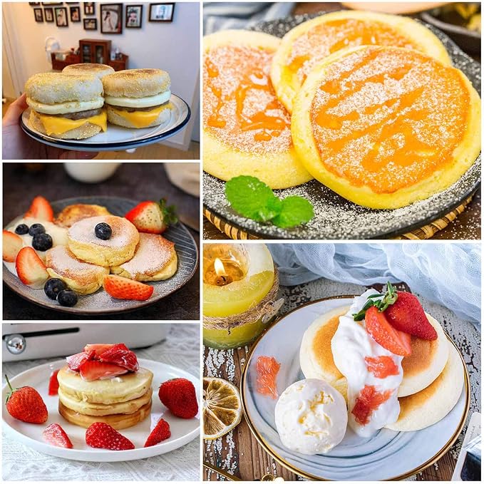 FANGSUN Crumpet Rings, English Muffin Rings 4 Inch,Stainless Steel Tart Rings for Baking,Double Rolled Nonstick Round Cake Ring, Metal Pastry Ring Mold for Griddle, Cooking Egg Ring for Dessert Food