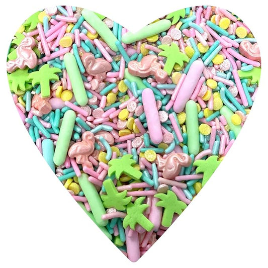 COOL MOM SPRINKLES Palm Springs Flamingo Sprinkles (4 oz.) – Tropical Beach Summer Themed Sprinkles for Decorating Ocean Cakes, Cupcakes, Cookies & Desserts – Mixed in the USA/Gluten-Free