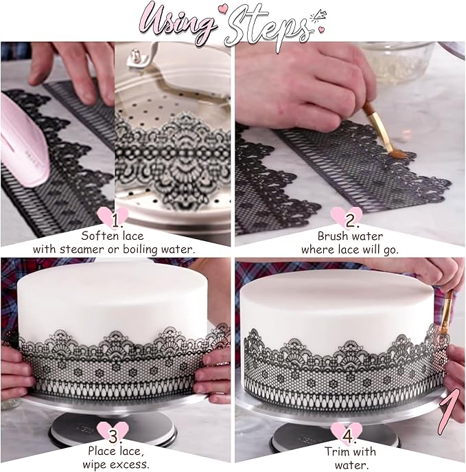 FUNSHOWCASE Large Pre-Made Ready to Use Edible Cake Lace Lattice Diamond Scallop 12-inch 10-Piece Set Ivory White