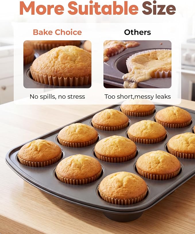 Bake Choice Non-stick 200pcs Standard Cupcake Liners for Baking, Natural, Food-grade Cupcake Wrapper, Greaseproof Parchment Muffin Liners