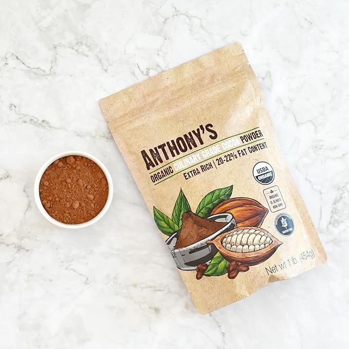 Anthony's Organic Culinary Grade Cocoa Powder, 1 lb, Dutch Processed Baking Cocoa, Gluten Free, Non GMO, Keto Friendly (Pack of 2)