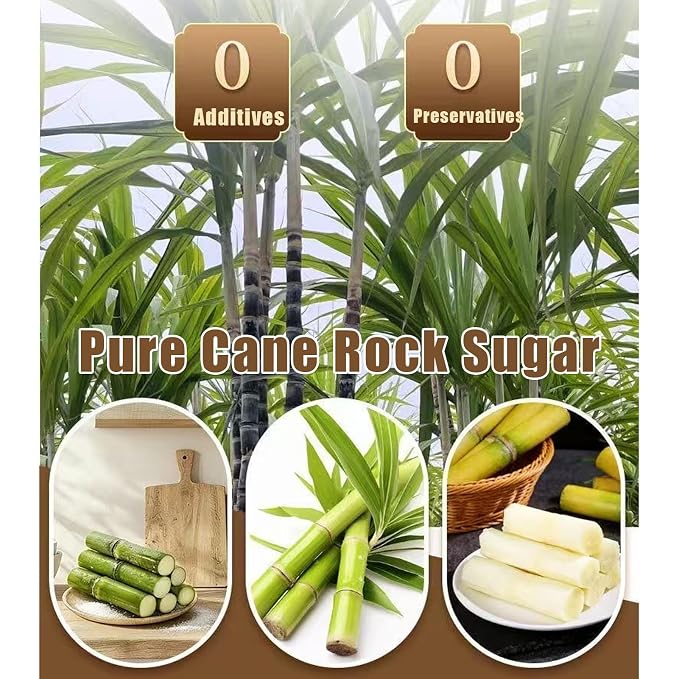 Natural Crystal Rock Sugar 28.2oz - 100% Natural Cane Sugar Crystals,Chinese Rock Sugar for Pho, Bubble Tea, Baking & Asian Desserts