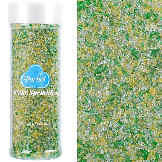 Green Sprinkles Sanding Sugar for Baking, 6.35oz/180g Edible Sage Green Sparkling Crystals Sugar Sprinkles, St Patricks Day Sprinkles for Cakes Cupcakes Cookies Ice Cream