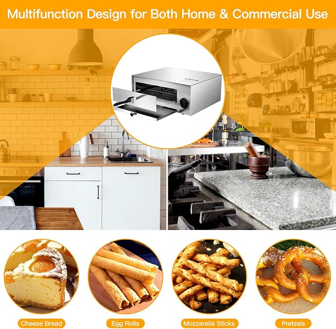 Giantex Electric Pizza Oven Indoor, Stainless Countertop Pizza Maker with Timer, Removable Crumb Tray for Commercial and Home Use, Fits 12" Pizzas