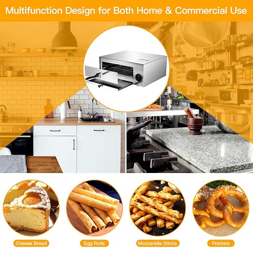 Costway Electric Oven, Stainless Steel Baker with Auto Shut-Off, Handle, Removable Tray, Countertop Pizza Maker for Kitchen & Commercial Use