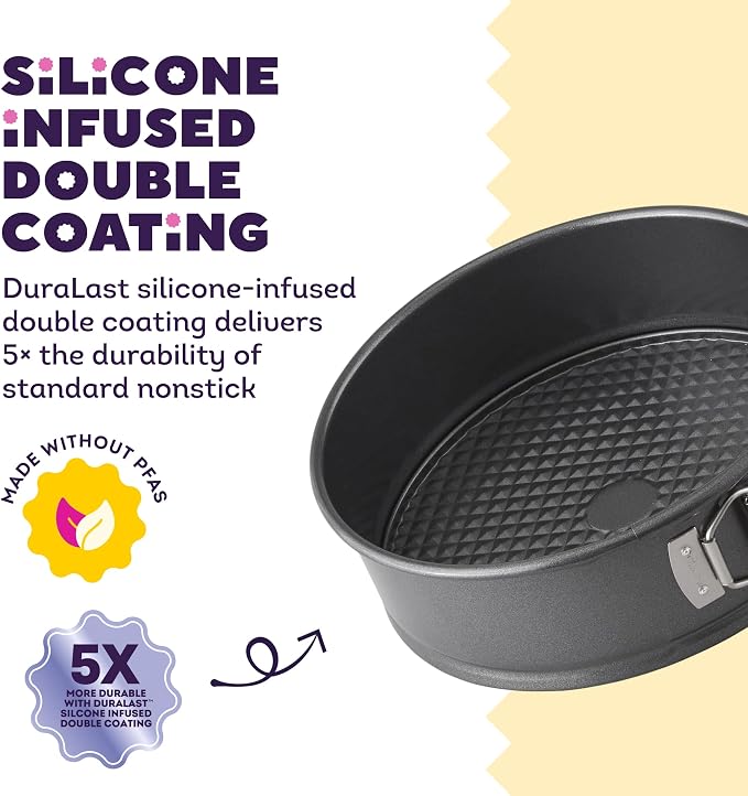 Wilton Platinum Non-Stick Spring Form Pan - Baking Pan for Cheesecakes, Deep Dish Pizzas & Bread Puddings - Scratch Resistant, Even Heat Distribution & Made Without PFAS - 9 x 2.7 Inch