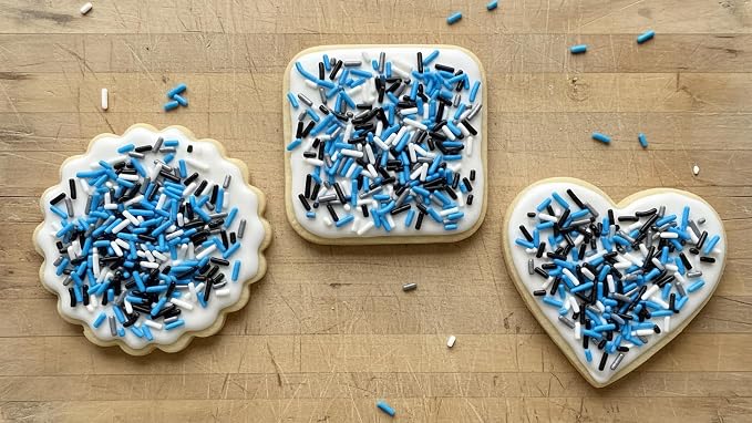 NCS Detroit Game Day Blue, Black, White, & Silver Jimmies Edible Sprinkles – Cupcake, Cake & Cookie Decorations, 7 oz