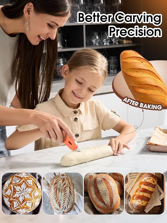 Magnetic Bread Lame Dough Scoring Tool - Sourdough Lame Scoring Tool, Bread Dough Cutter Slashing Razor Tool,Cutting Bread Scoring Tool for Sourdough Bread Baking - Patterns booklet & 5 Blades