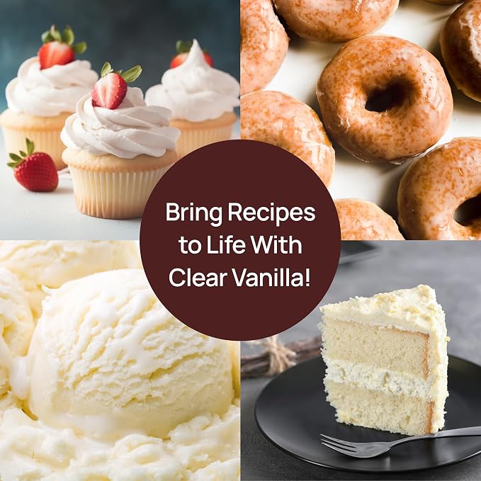 LorAnn Clear Imitation Vanilla Extract 2 Ounce (60ml) - Kosher, Vegan, Sugar-Free, No Corn Syrup, Perfect for Frostings, Cakes, Cookies, Pastries, Economical, Rich, Creamy Flavor, Non-Discoloring