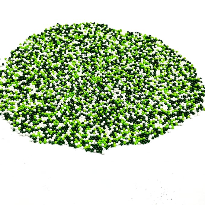Homipooty Nonpareils Sprinkles Edible Green White Pearl Sugar sprinkles 110g/3.88oz 2mm Mini Sugar Pearls Baking Cakes Cupcake Topper Ice Cream and Cake Decorations for Patrick's Day