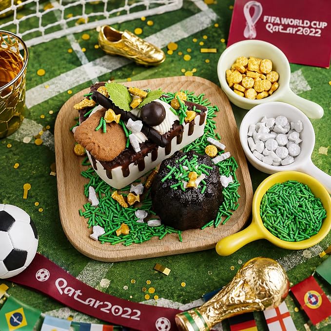 Edible Soccer Sprinkles for Cake Decorating, Green Sprinkles Mixed Jimmies Soccer Trophy Shoes, World Cup Soccer Ball Sprinkles for Baking Cupcakes Cookies