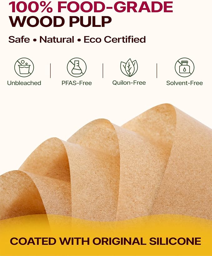 Katbite Parchment Paper Sheets Heavy Duty, 16x24 Inches 200 PCS Precut Baking Parchment, Unbleached, Non-stick, Non-toxic, Extra Strong, Flat Baking Paper for Oven, Cooking, Grilling, Air Fryer