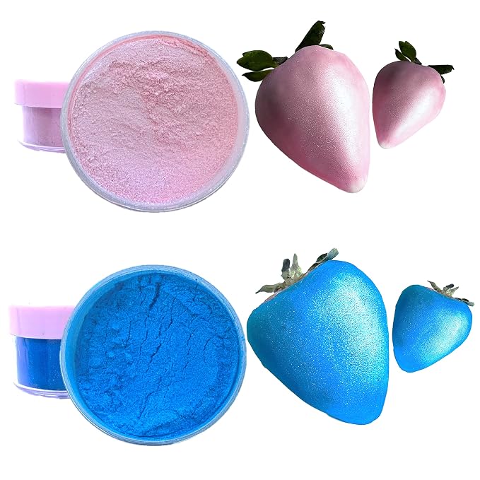 Edible Luster dust, for cake decoration, dusting powder Metallic Food paint 4 grams Food grade 100% edible Kosher and Halal Certified. (Baby Pink and Baby blue)