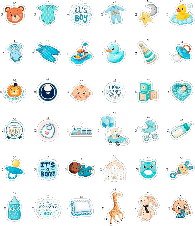 100Pcs Baby Boy Stickers for Shower Favors, Scrapbooking - Newborn Stickers - Baby Boy Shower Party Supplies & Decoration
