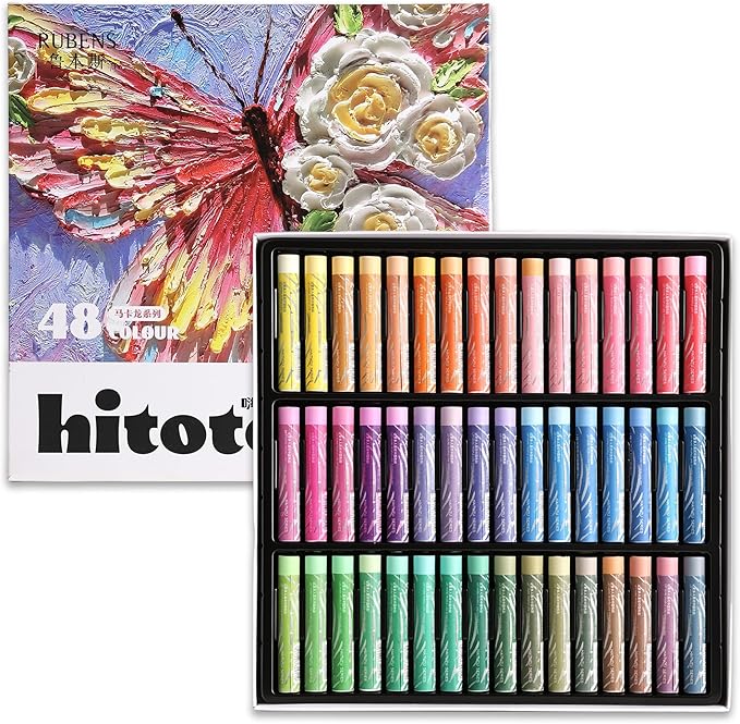 rubens Soft Oil Pastels Set (48 Macaron Colors), Professional Creamy Texture Oil Pastels for Easy Blending, Layering, Dreamy Art Supplies for Artists, Beginners & Adults