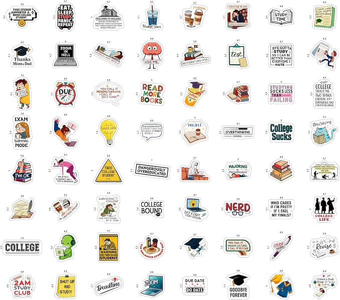 100Pcs College Stickers for Water Bottles, for Laptop, for Planners - Party Supplies for College - Gift for Women & Men