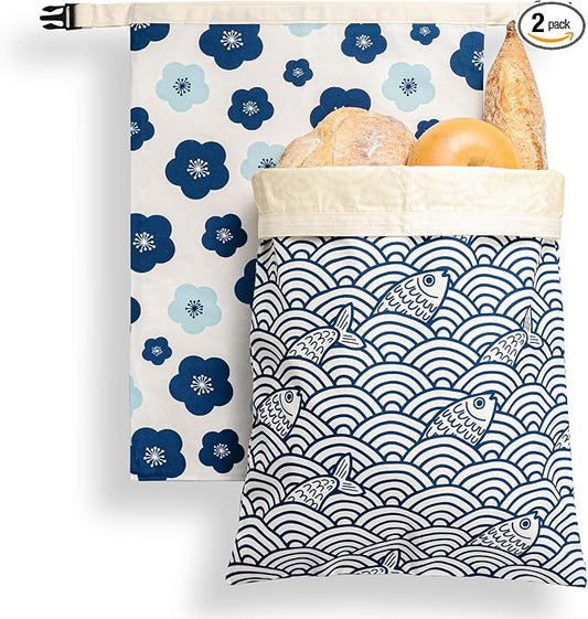 Beeswax Bread Bags for Sourdough, Reusable Bread Bags for Homemade Bread, 2 Pack Natural Cotton Beeswax Storage, Natural Cotton Beeswax Bags, Large Capacity