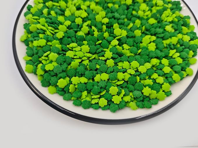 Edible St. Patricks Day Sprinkles, Mini Green&Dark Green Shamrock Sprinkles Clover for Ice Cream Cupcakes Baking Cookies Cake Topping and Cake Decorating, 3.4 oz