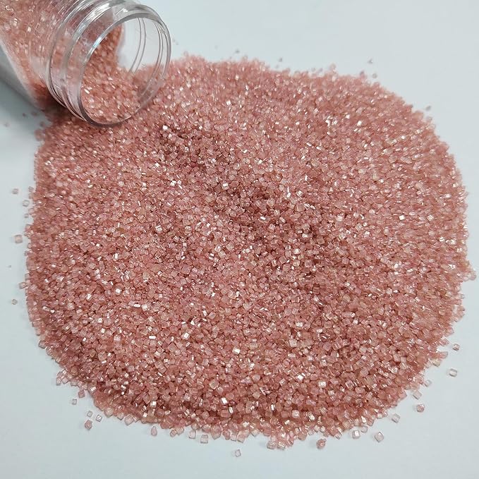 Rose Gold Sanding Sugar Sprinkles, Rose Gold Sugar Crystals, Edible Sparkling Sugar Sprinkles for Cake Cupcake Decorating, Baking Cake Decorations, Cookies Ice Cream Toppings, Wedding Party Christmas Supplies 130g/4.6oz