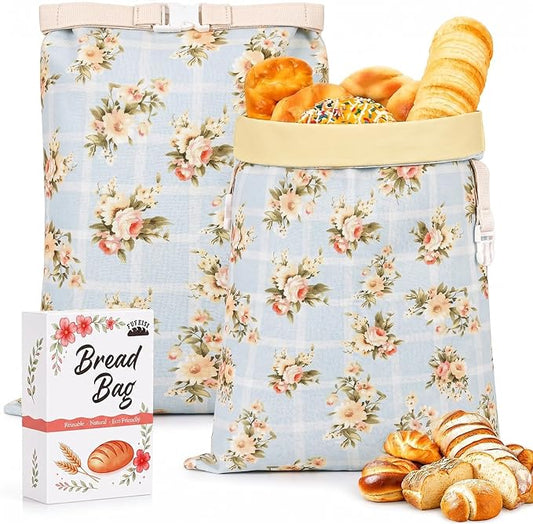 Beeswax Bread Bags for Sourdough, 2 Pack Reusable Bread Bag for Storage XL 17x13 Inch, Large Canvas Lined Bags for Homemade Sourdough - Keep Fresh, Freezer Safe
