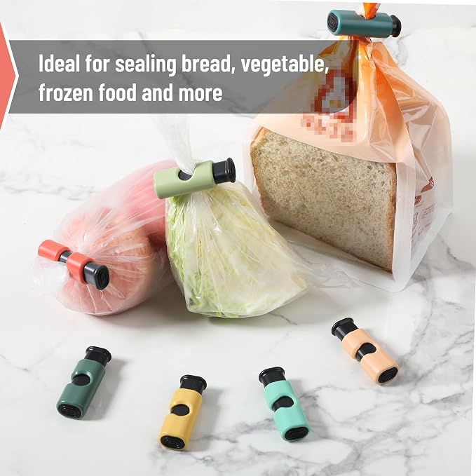 Mr. Pen- Squeeze and Lock Bread Bag Clips, 2.4 Inch, 8 Pack | Multicolor Squeeze Lock Clips, Reusable Bag Closures for Bread, Snacks, Coffee, Food Storage, Fits Thick and Thin Bags