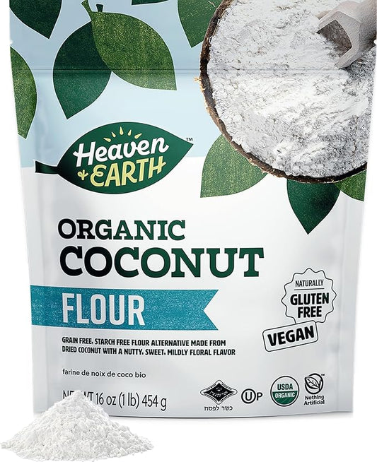 Heaven & Earth Organic Coconut Flour, 16oz | Gluten Free & Grain Free Flour | Keto Flour for Baking | Paleo Friendly | Low Carb Flour | Vegan
