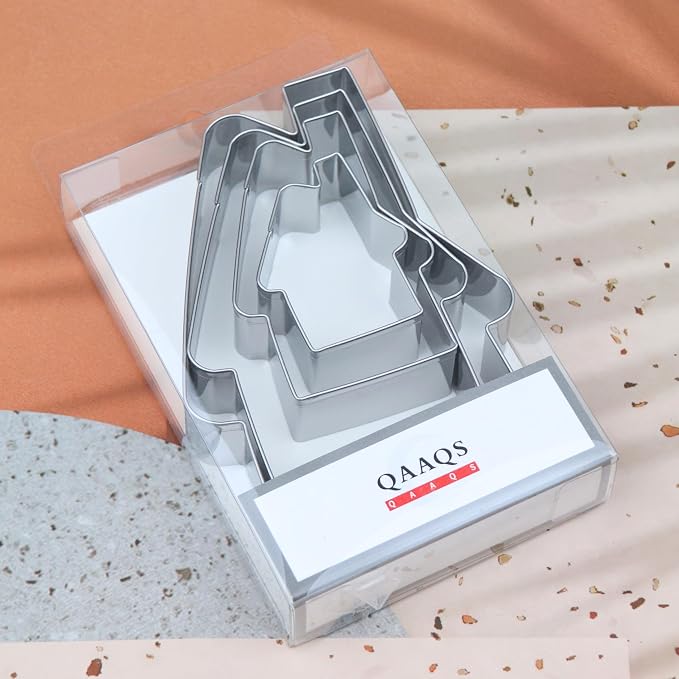House Cookie Cutter Set for Baking Assorted Sizes Large Small Mini, 5/4/3/2 inch, 4 Piece, Stainless Steel