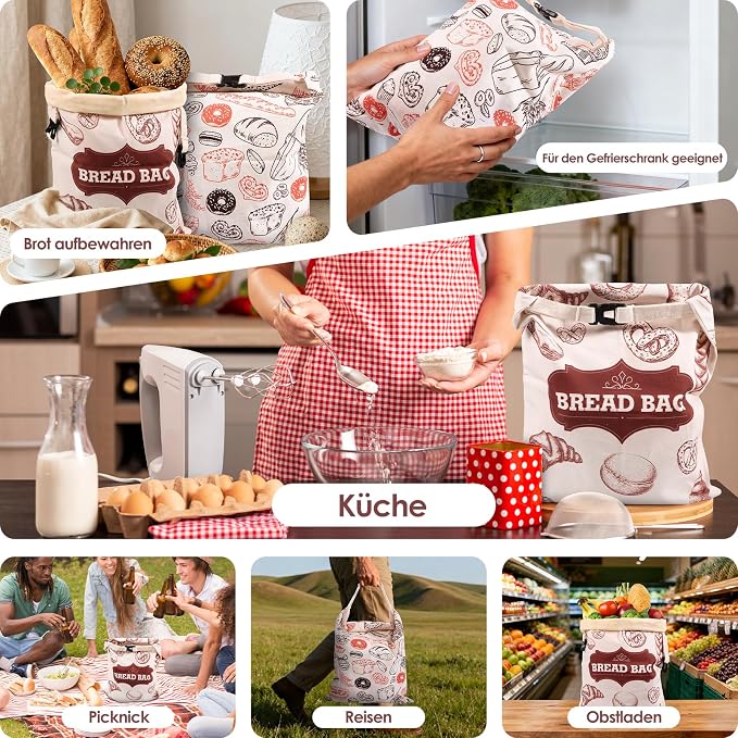 Beeswax Bread Bags，Extra Large 2 Pack- 17"×13" Reusable Sourdough Bread Bags for Homemade Bread
