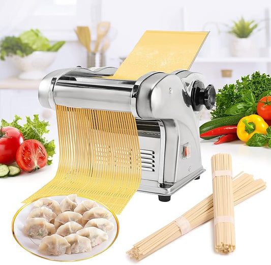 WICHEMI Electric Pasta Maker 3 IN1 Pasta Roller Automatic Noodle Maker 135W | Electric Pasta Maker Machine, Pasta Dough Roller, Food Grade Stainless Steel, Making 2.5mm Round Noodle, 4mm/9mm Flat Noodle