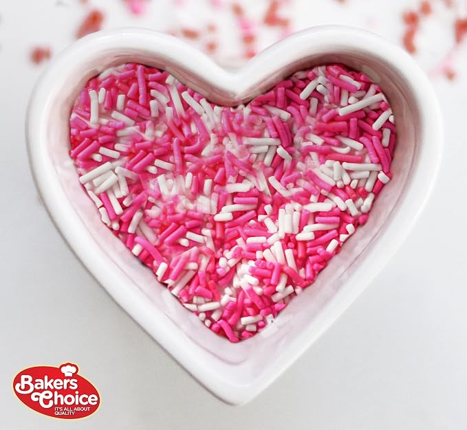 Bakers Choice Pink And White Sprinkles - Girl Baby Shower Sprinkles For Gender Reveal - Jimmies Sprinkles for Baking and Cookie Decorating - Dairy Free, Kosher 2.8 oz.