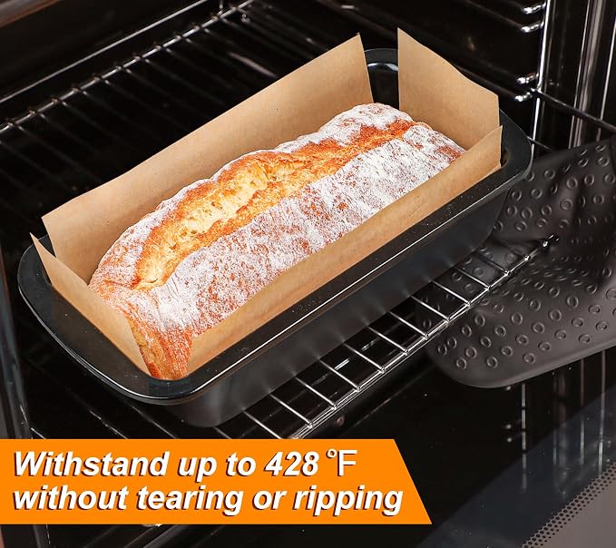 Webake Unbleached Parchment Paper Large Loaf Pan Liners for 13" x 5" Long Baking Bread, Original Precut, Non Toxic 100 Pcs