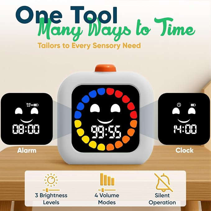 Digital Visual Timer for Kids - Rechargeable, Silent Count Up/Down for Calmer Routines - 99 Min Countdown Kids Timer for Classroom, Home & Therapy - Builds Focus & Independence