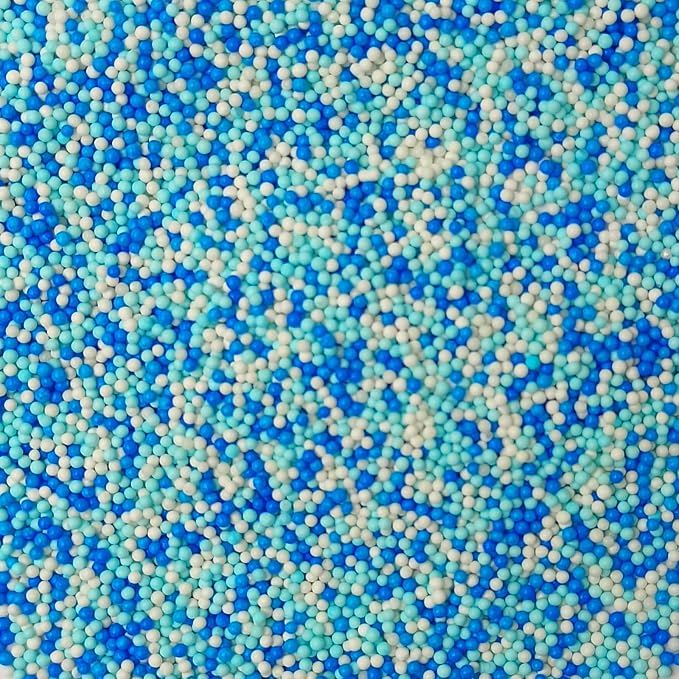 Homipooty Nonpareils Sprinkles Edible Blue White Pearl Sugar sprinkles 110g/3.88oz 2mm Mini Pearls Baking Cakes Cupcake Topper and Cake Decorations Ice Cream Cookies for Halloween Christmas