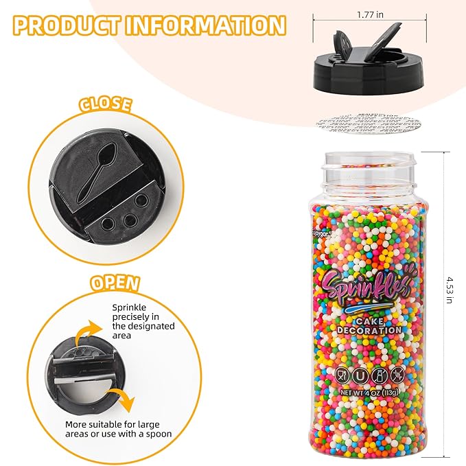 Valentines Red Sprinkles, 4oz Red Pink and White Nonpareils Sprinkles for Cake Decorating, Edible Balls for Cupcake Toppers Baking Cookie Ice Cream Dount Chocolate