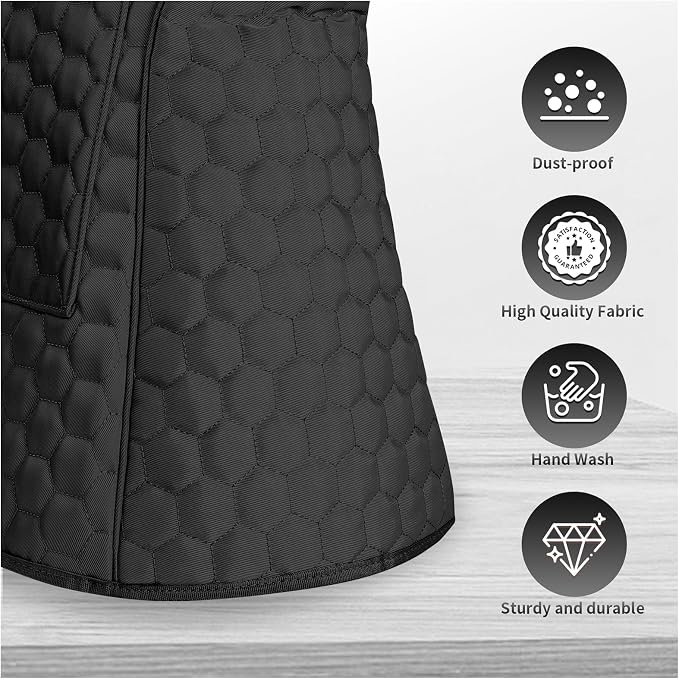 Stand Mixer Dust Cover Compatible with KitchenAid Mixer - Storage Bag for 6/7/8 Quart Bowl Lift with Pockets for Kitchen Aid Accessories and Attachments(Black,Fits for 6-8 Quart）