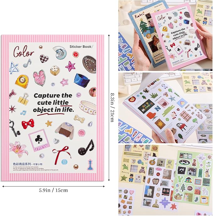 Girl's Korean Sticker Book, Food and Daily Life Theme - 1300+ Cute Dream Style Foodie Stickers, for DIY Scrapbooking Journaling Handbook Decoration Cute