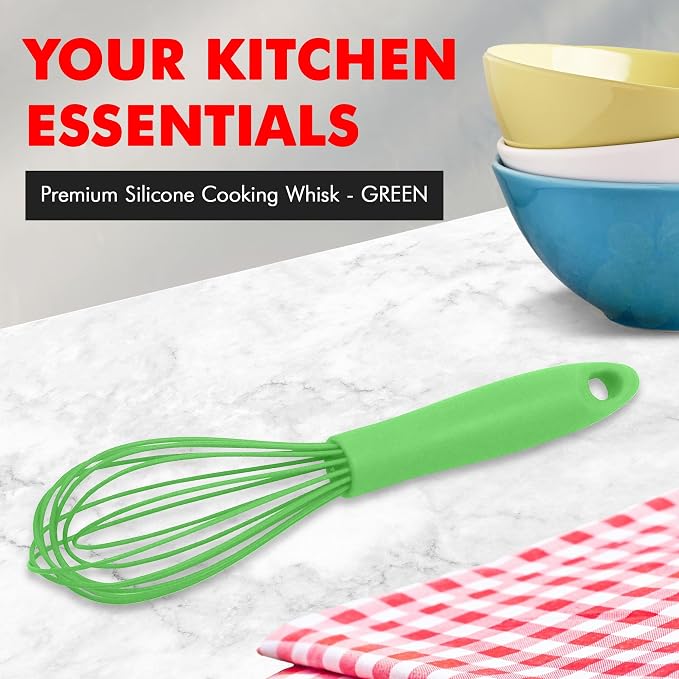 Chef Craft Premium Silicone Wire Cooking Whisk, 10.5 inch, Green