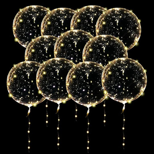 20 Pack Led Balloons Light Up with Warm White Lights, 20 Pcs Transparent Balloons and 20 Pcs Led Lights, Perfect Supply for Wedding, Birthday Party, Glow Stick Party