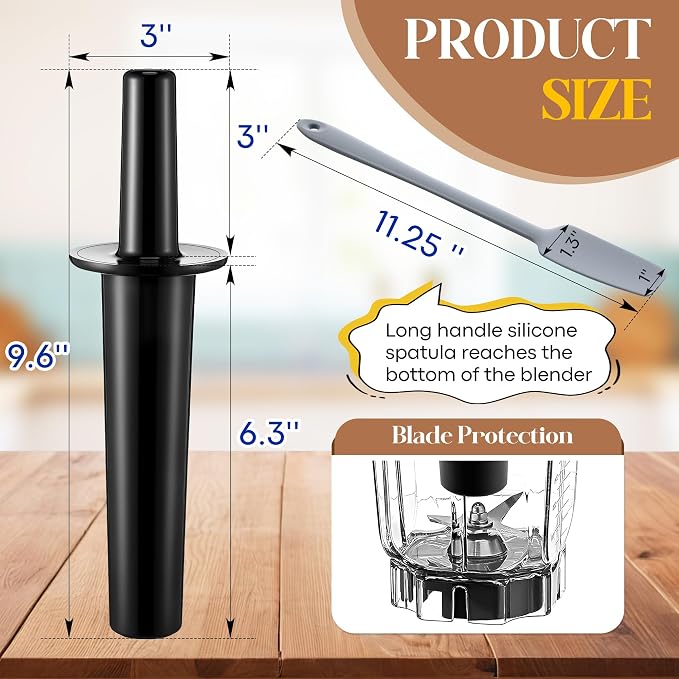 Mini Replacement Blender Tool Compatible with 32oz 48oz Containers, Durable Small Plunger Tamper & Silicone Blender Spatula Replacement for E310