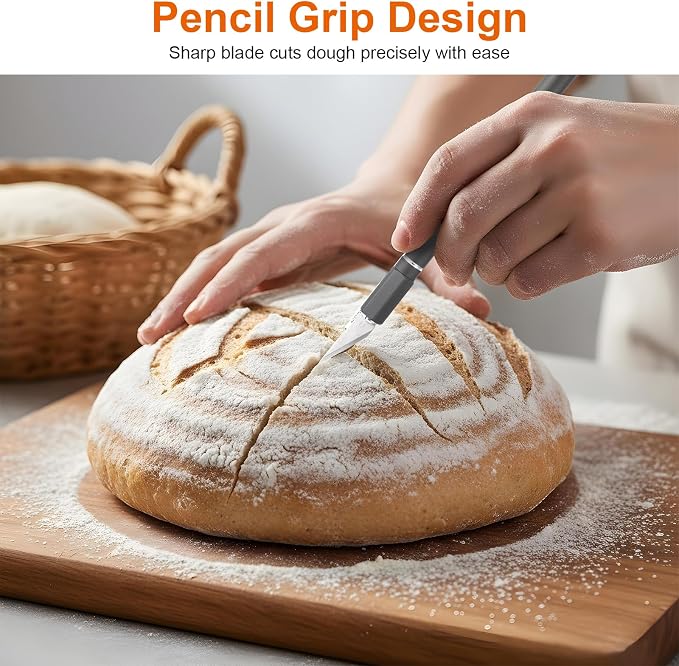 Upgraded Bread Lame Professional sourdough Scoring Tool with 10 Blades 2 Finger Sleeves Sourdough Scoring Tool Kit Dough Scorer Knife Non-Slip Ergonomic Grip Artisan Bread Making