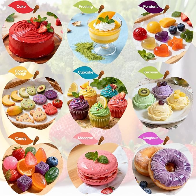 Natural Food Coloring 7 Colors Set 10ml, FD&C Dye Free & No Artificial Dyes Baking Supplies, Vibrant Rainbow Natural Edible Dye for Cake Decorating, Cookie Icing, Fondant Frosting & Slime| 0.35oz/Bottles