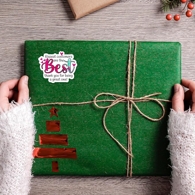 500pcs Repeat Customers are The Best Stickers Roll, Boutique Handmade Stickers, Pink Thank You Stickers Small Business Freebies Customer Appreciation Stickers