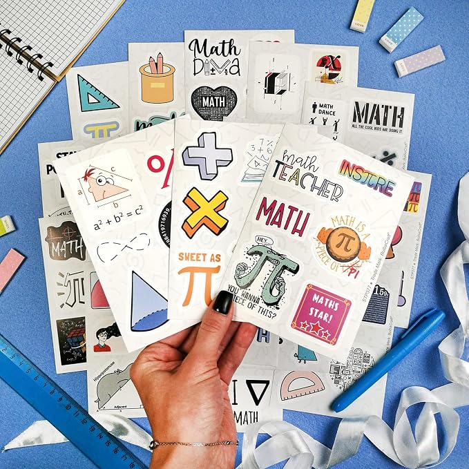 BulbaCraft BulbaCraft 100Pcs Small Math Stickers - Funny Math Gifts for Women and Men, Mathematics Gifts for Women & Men