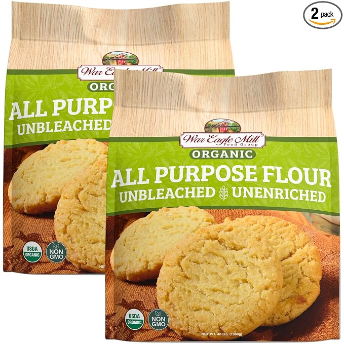 War Eagle Mill Organic Unbleached Unenriched All Purpose Flour, 48 oz (2 Pack)