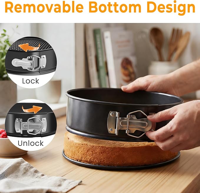 9 Inch Springform Pan, Nonstick Leakproof Cheesecake Pan for Baking, with Removable Bottom, Easy Release & Cleanup