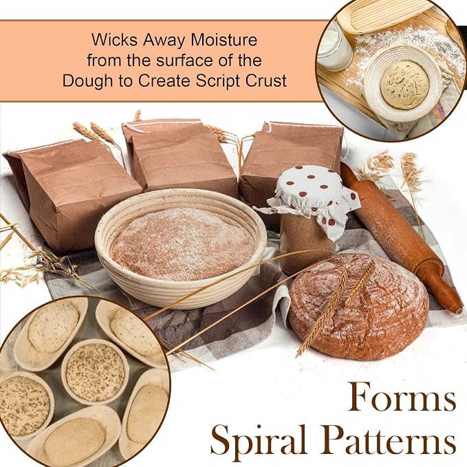 Bread Proofing Basket Set of 2,9 Inch Round Sourdough Bread Baskets Bowls with Bread Lame Bread Making Tools Supplies for Sour dough Baking Fermentation