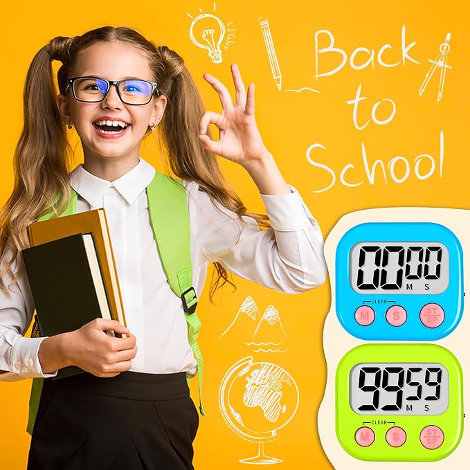 ZILLEEN Classroom Timer for Kids Teachers 12 Pack Digital Tmers, Blue & Green