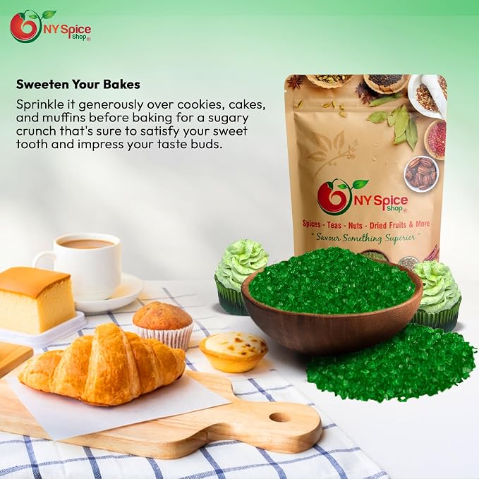 NY Spice Shop Green Sanding Sugar - 3 Pound Edible Holiday Sprinkles for Cake Decorating, Cupcakes & Cookies - Festive Baking Decorations for Desserts, Candy Dishes & Gift Treats