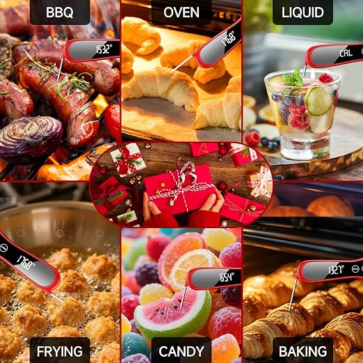 Meat Thermometer Digital, Professional Food Thermometer, 0.5 Sec Instant Read, ±0.5°F Accuracy, IP67 Waterproof Kitchen Thermometer with 180° Rotating Display for Cooking, Grilling, BBQ, Smoker, Oven