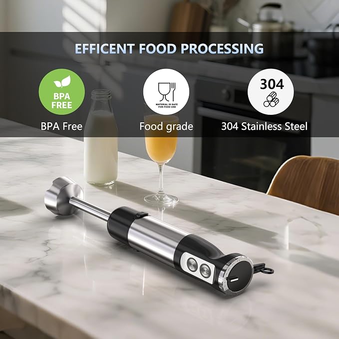 Immersion Blender Handheld,1000W hand blender stainless steel,Stick Blender,2-speed wired mixer, Includes Whisk, Frother, for Kitchen, Baby Food Blender,smoothies